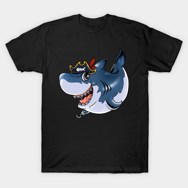 Savage Seafarer: Pirate Shark Design T-Shirt by Holymayo Tee